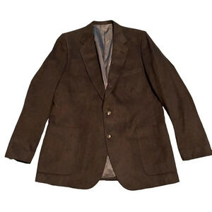 Vintage 90s Lanvin Paris‎ Feather Suede Designer Suit Jacket Blazer 48R Brown